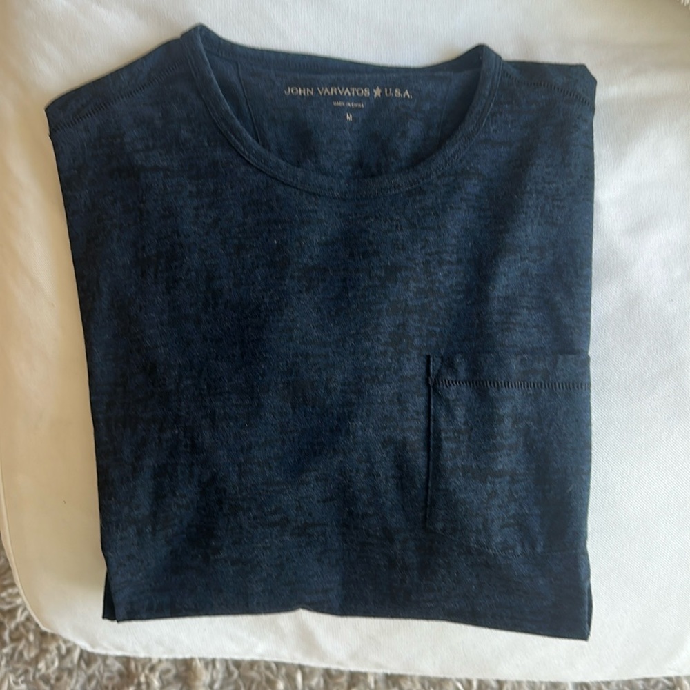 John Varvatos T-Short with Pocket - Washed Blue Color